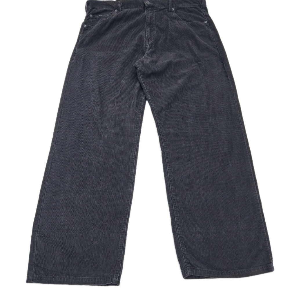 Calvin Klein Jeans Mens Corduroy Pants 40x30 Black Relaxed Straight Cotton Flaw